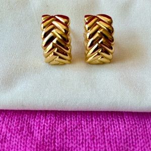 Gold Herringbone Cuff Earrings